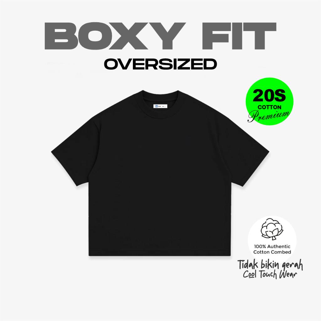 kaos polos oversize pria wanita hitam putih