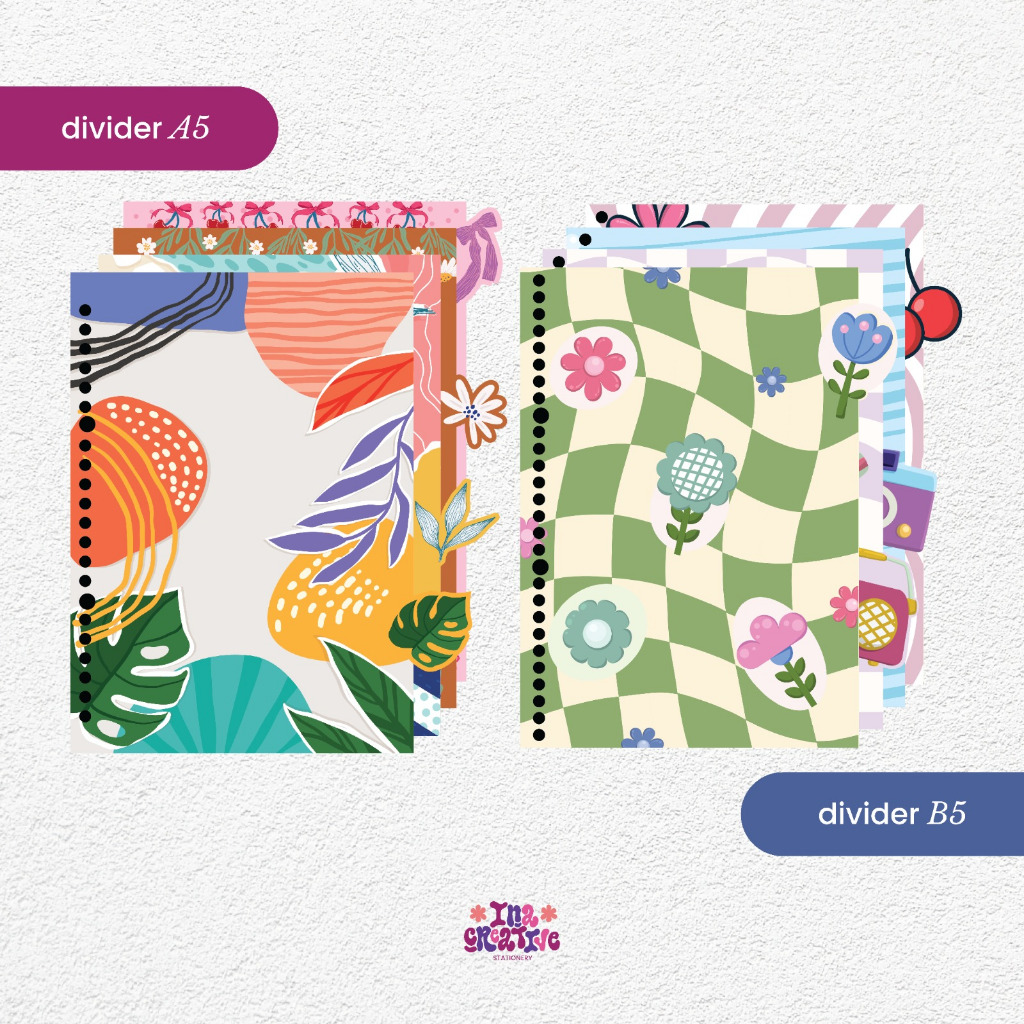 Ina Creative Divider Loose leaf A5 B5 isi 4 | Kertas Loose leaf | Isian Binder A5 B5 Motif Lucu| Pem