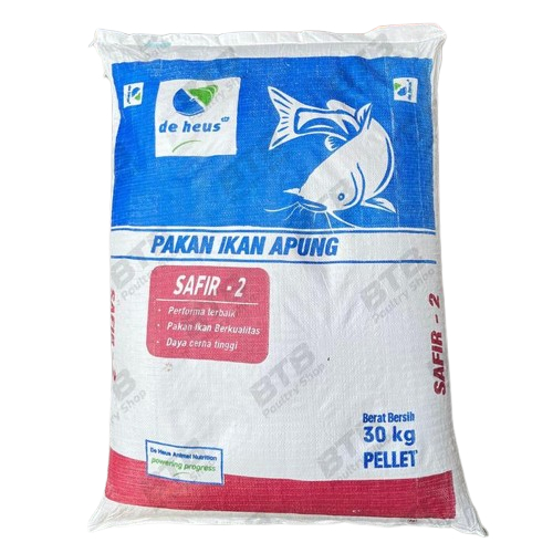 PAKAN IKAN PELET APUNG IKAN GURAME NILA LELE SEMUA JENIS IKAN SAFIR 2 DE HEUS 1 SAK 30 KG
