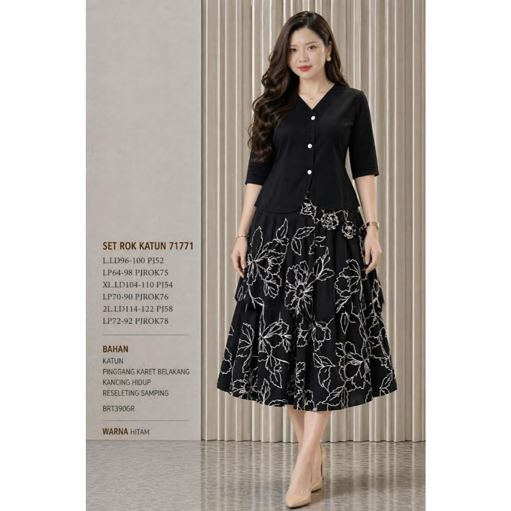 SET ROK WANITA DEWASA 71771 BAHAN KATUN TERSEDIA UKURAN STANDAR DAN JUMBO