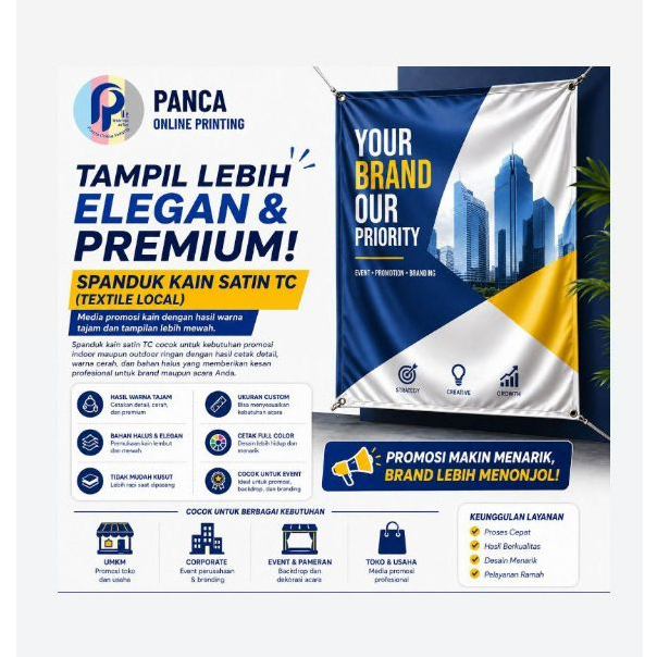 Cetak Spanduk Kain Satin  TC (Textile Local)