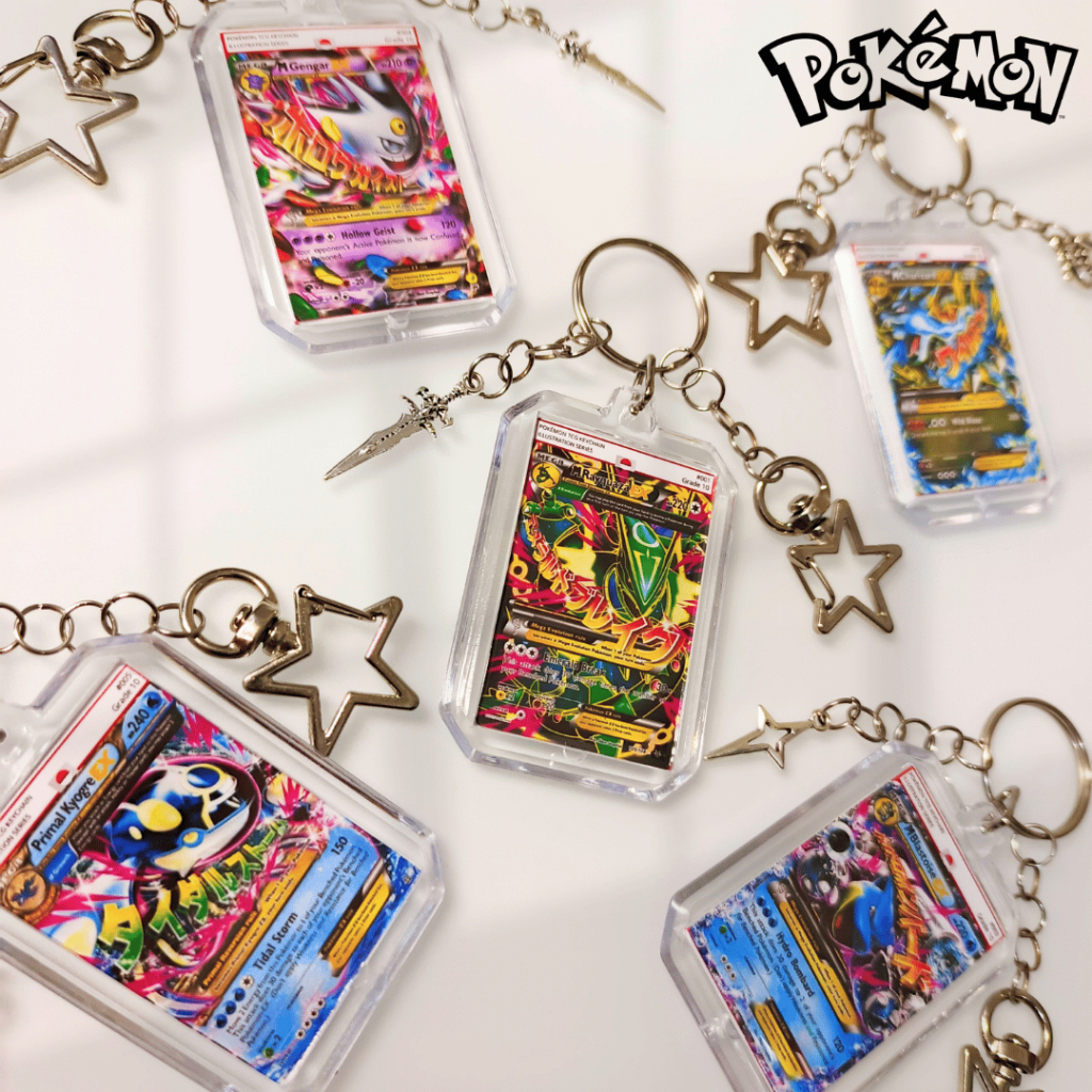 Pokemon TCG Roaring Skies Keychain Premium Rayquaza Charizard Gengar Blastoise Kyogre