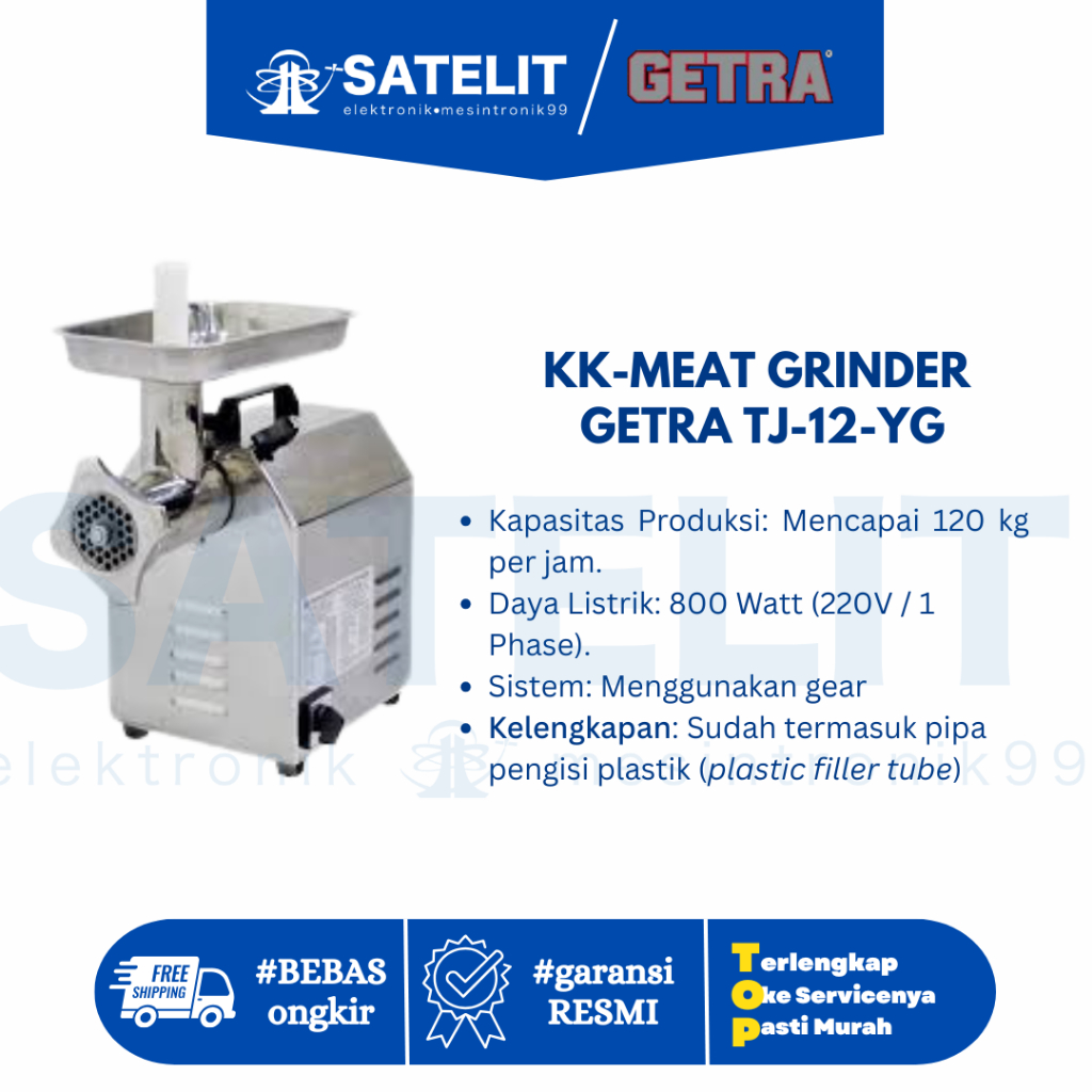 Getra TJ 12YG Meat Grinder 120kg/hr Mesin Giling Daging Bakso Industrial Stainless - Penggiling Dagi