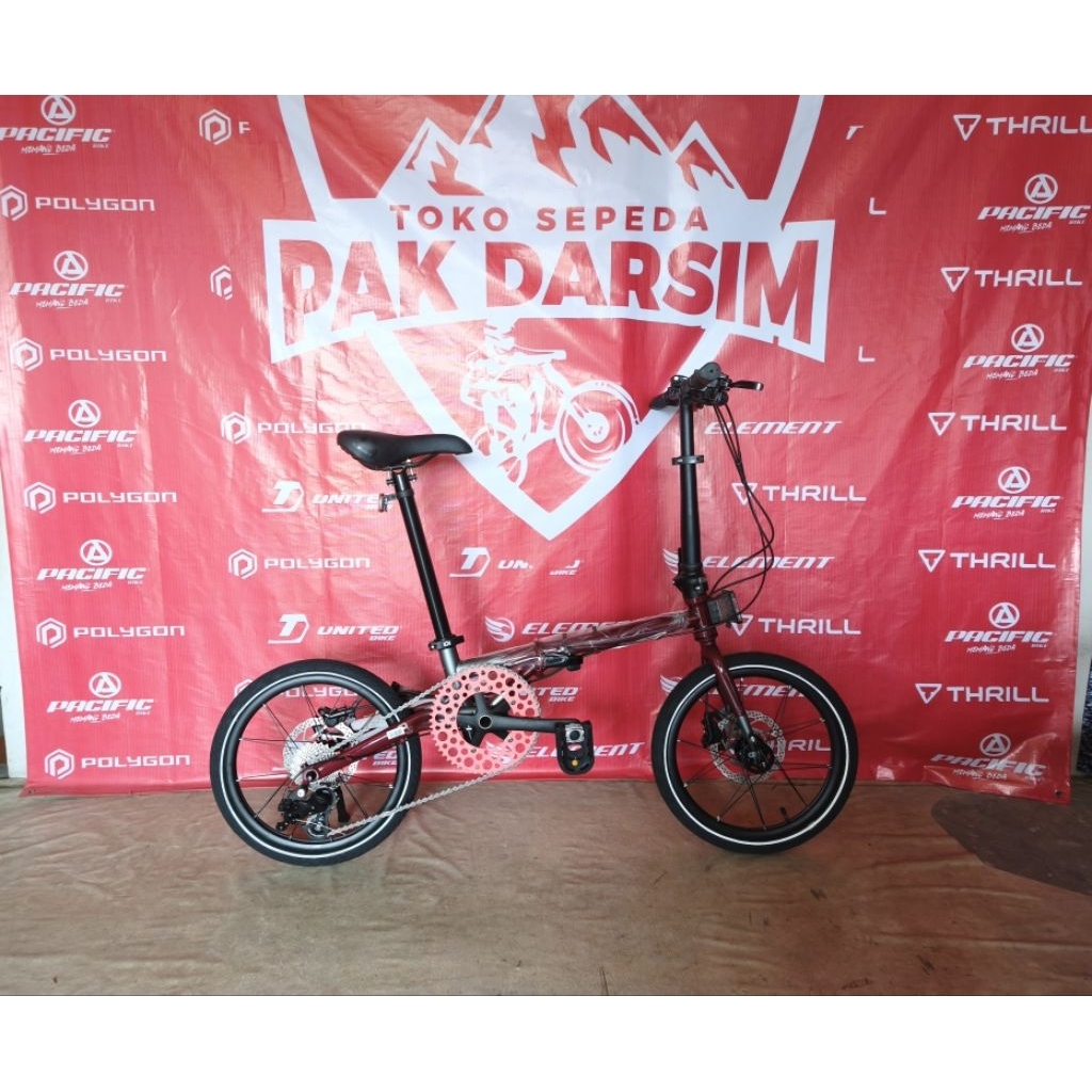 sepeda lipat ELEMENT TROY 10 SPEED Gradient frame Chromoly jangkrik rem hydrolik