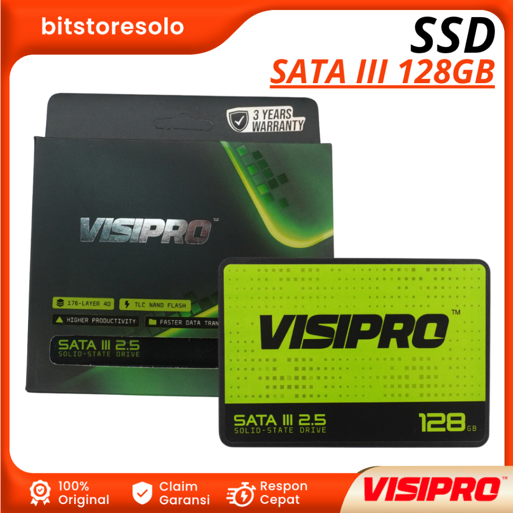 SSD INTERNAL SATA III VISIPRO 128GB 2.5 inc 4D NAND TLC SOLID STATE DRIVE SATA3 Windows