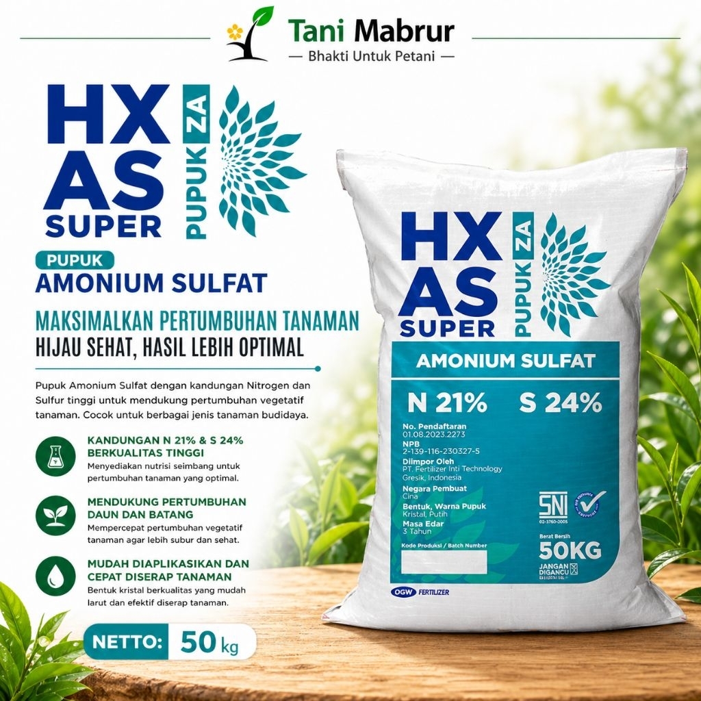 ZA HX AS Super DGW 50KG – Pupuk Nitrogen Nitrogen 21% & Sulfur 24% untuk Pertumbuhan Optimal
