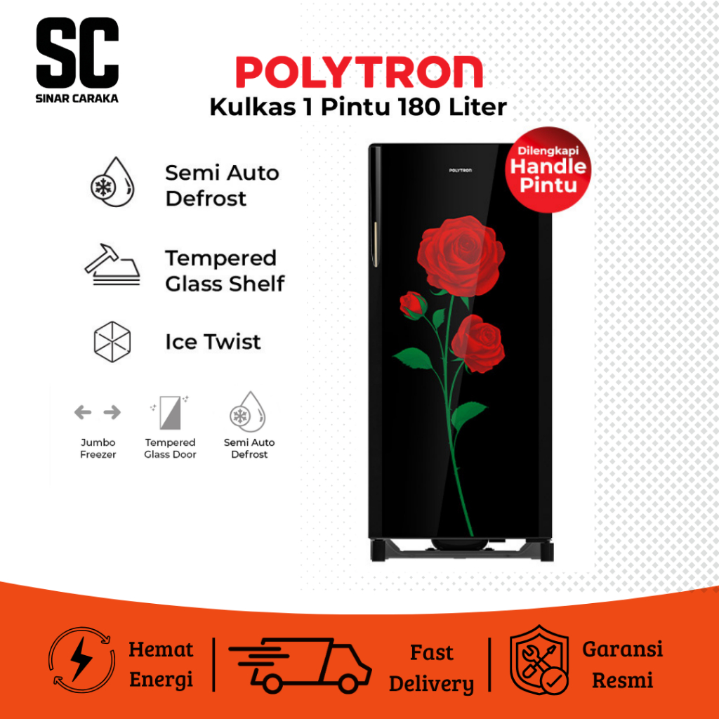KULKAS polytron 1 PINTU 18DRX 180 liter