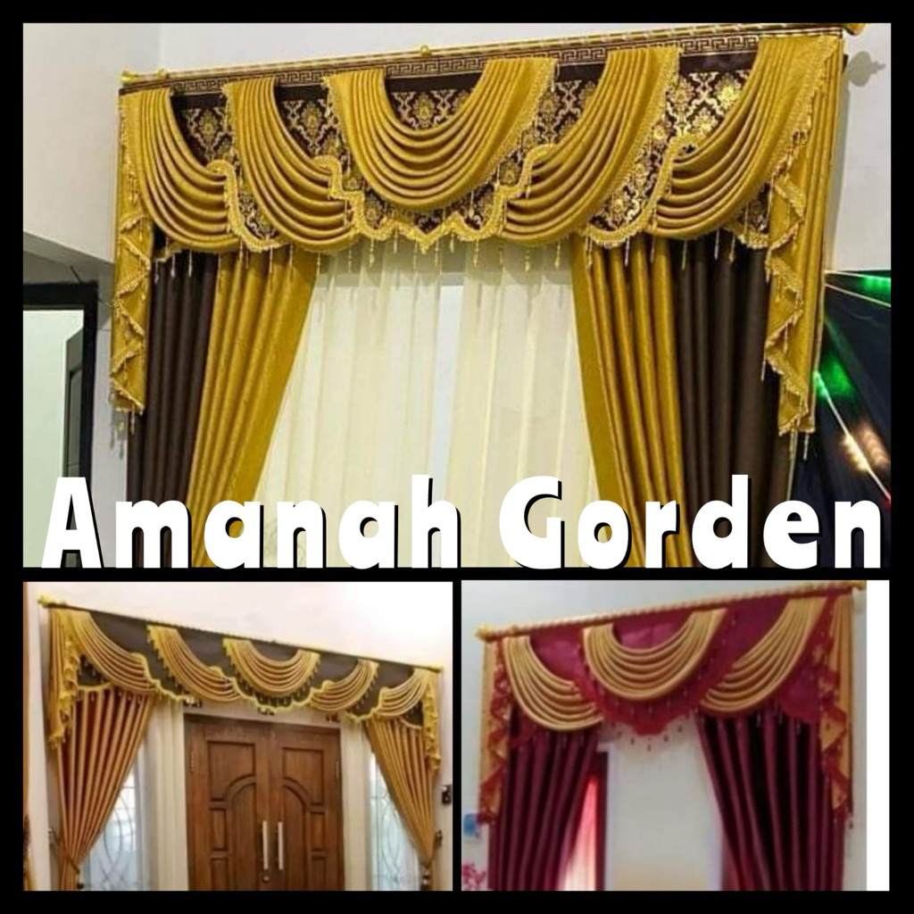 Tirai Poni Atas Pintu Lobang Angin Gorden Mewah Spanyol Rumbai Manik Manik Renda Kristal Model Elega