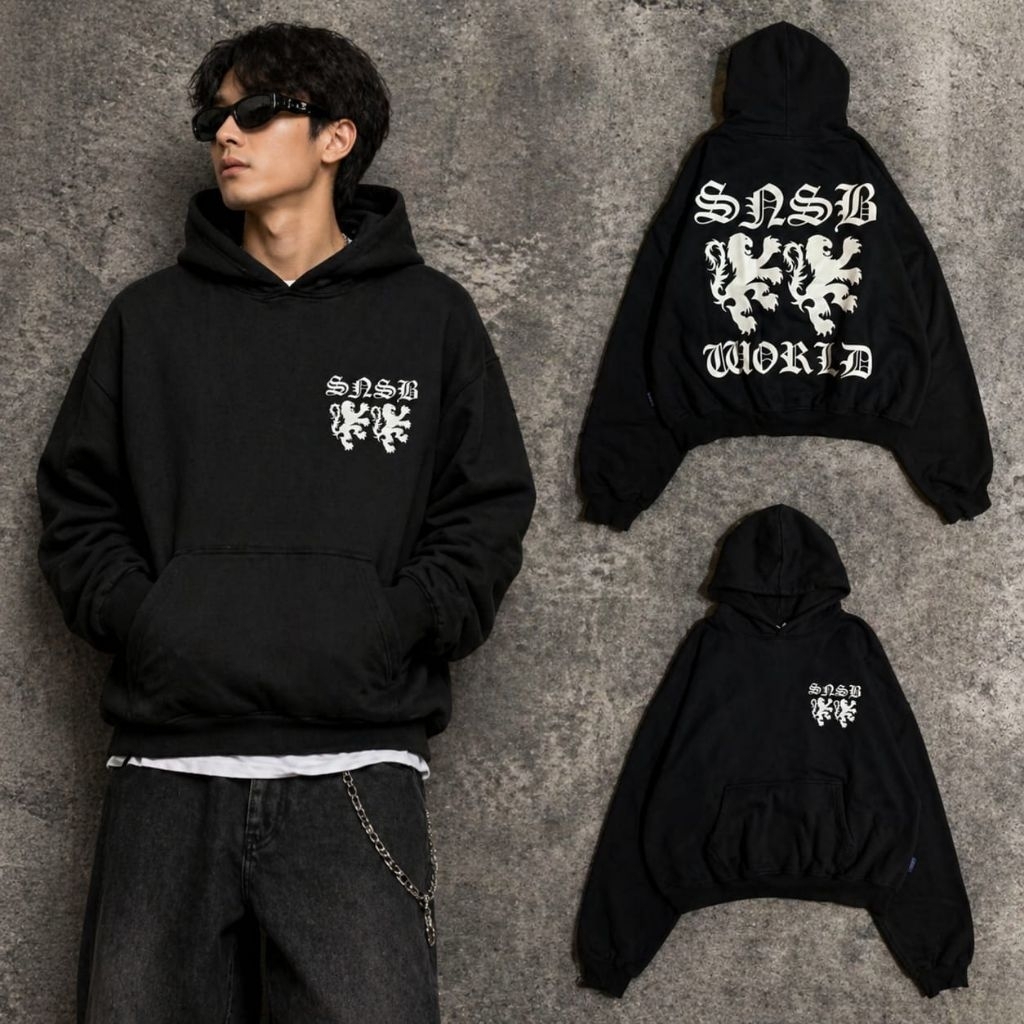 SWEATER HOODIE BOXY SNSB WORLD FAUL OVERSIZE UNISEX PRIA WANITA COD