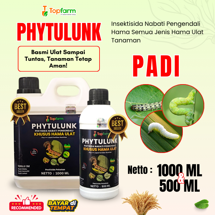 Obat Ulat Topfarm / Obat Hama Ulat Padi Sundep / Pestisida Hama Daun Padi / Obat Ulat Gulung Daun Pa