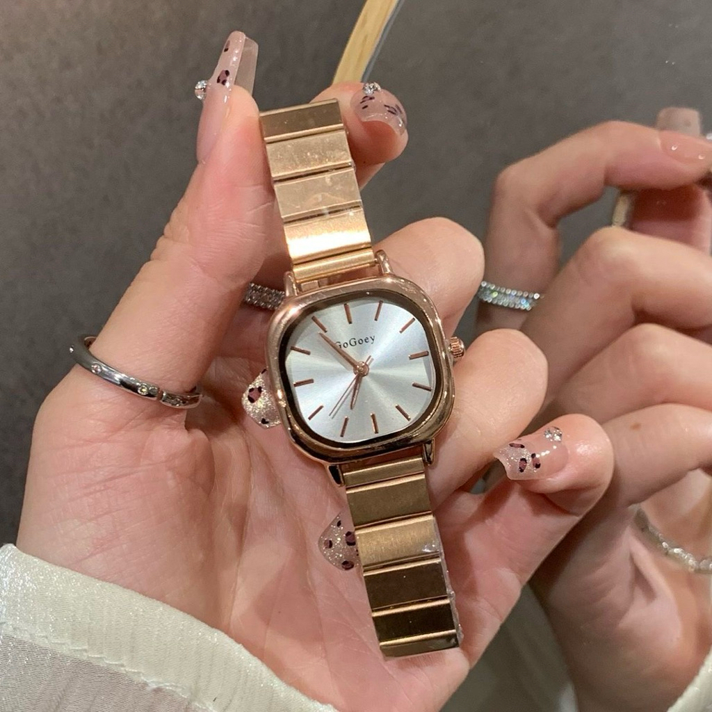 Billie Jam Tangan Wanita Gogoey Analog Stainless Korean Fashion BS399 Jam Anti Air Jam Kotak Jam Ana