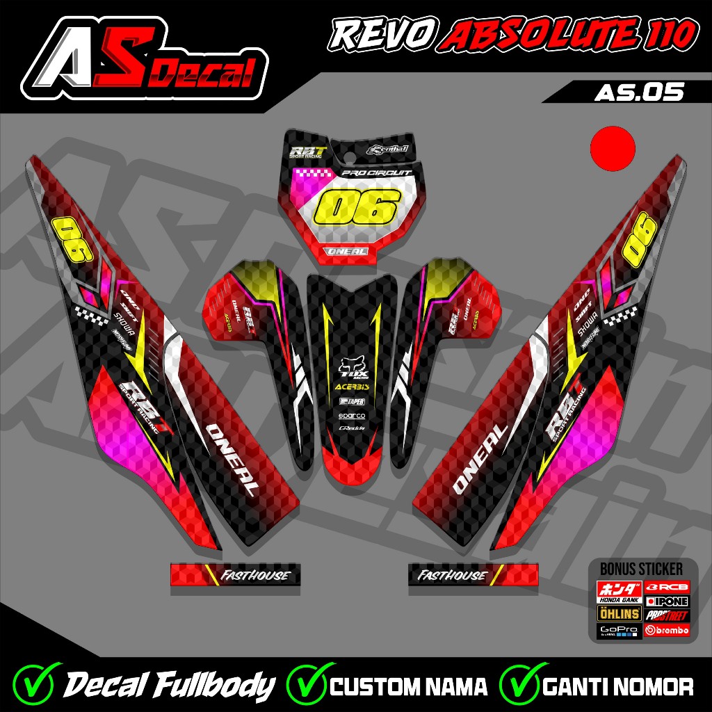 (COD) Terbaru Sticker RBT REVO ABSOLUTE RBT BEBEK MODIF SUPERMOTO YZ CRF KLX KX KTM RBT new terbaru 