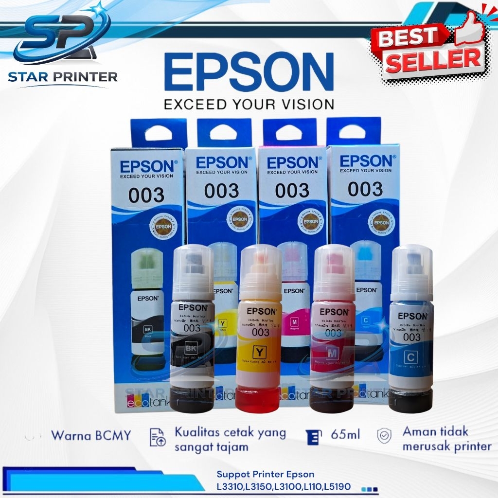TINTA EPSON 003 Original Refil Tinta Printer Epson L1110/L3150/L3210/L5190/L3101/L3100