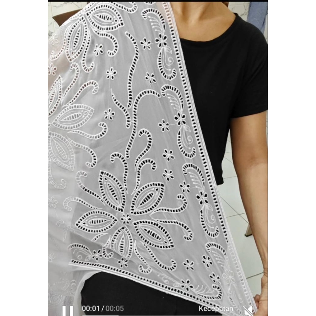 Kain Bahan Kebaya Sifon Bordir