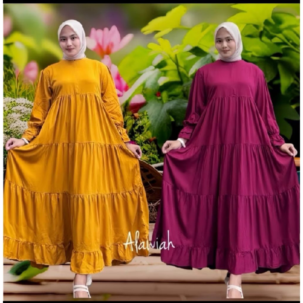 Gamis Susun//Gamis Polos//Fashion Wanita//Terbaru Gamis Susun Polos Rempel