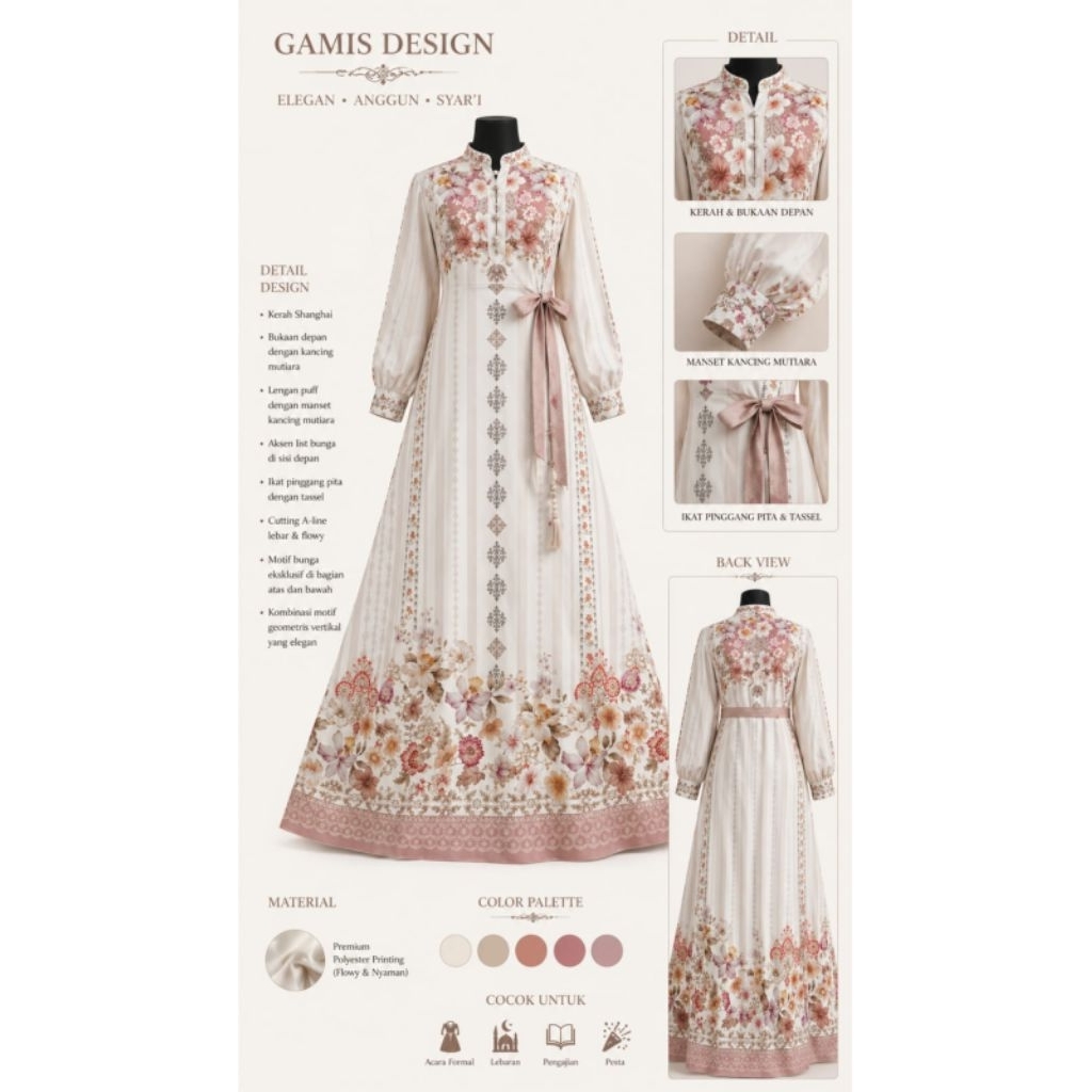 Kain sifon silk motif/chiffon silk abaya
