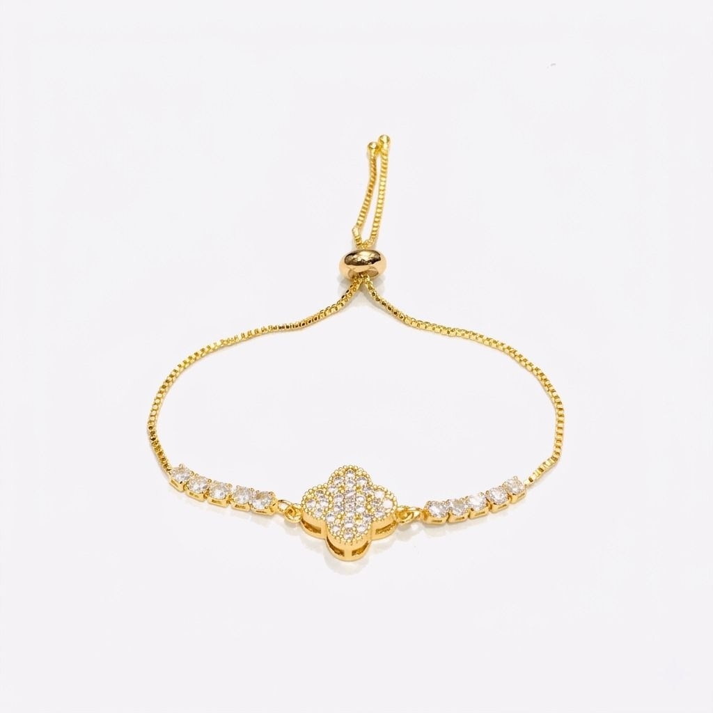 GELANG SERUT CLOVER WANITA KEKINIAN LAPIS EMAS