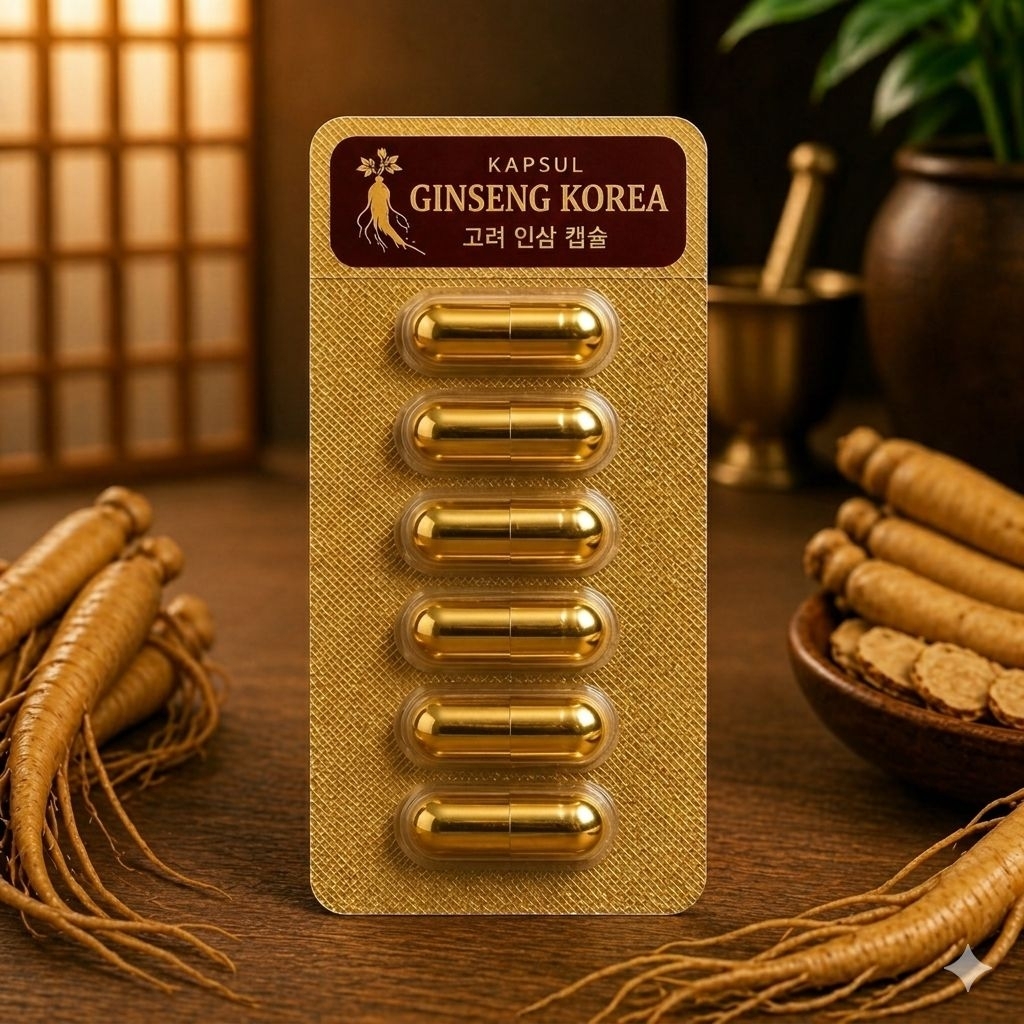 Ginseng korea 6 kapsul original herbal alam