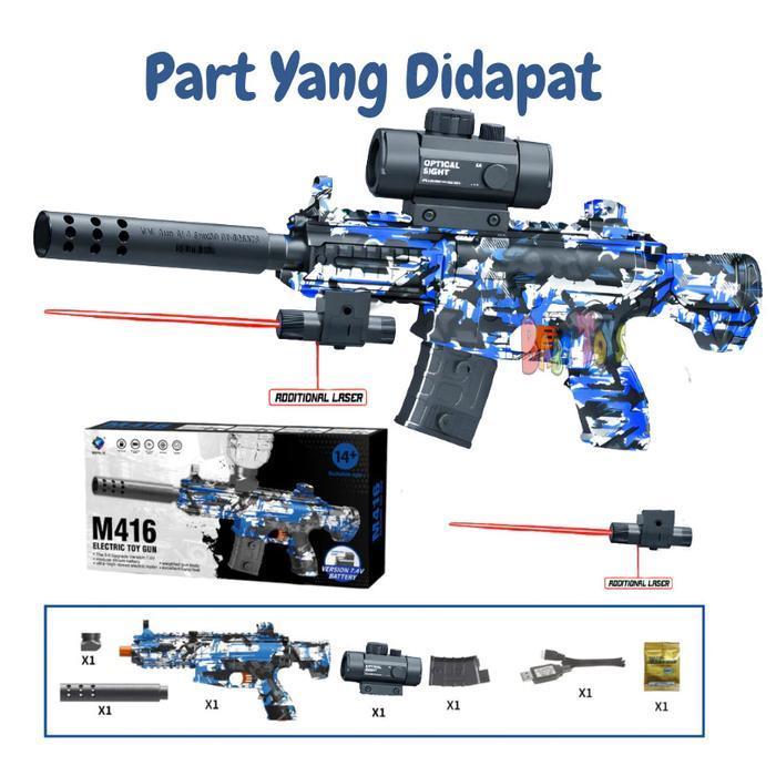 [wgb m416]Mainan Anak WGB High Speed Power 7,4 Volt Full Auto Mode Gel Blaster M416 Bahan ABS SNI