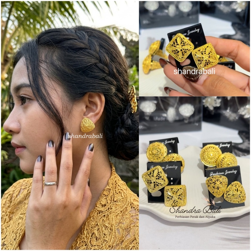 Shandra Bali - Subeng / Sumpel Anting Model Klasik Bali Model Terbaru Alpaka Sepuh Emas Bali