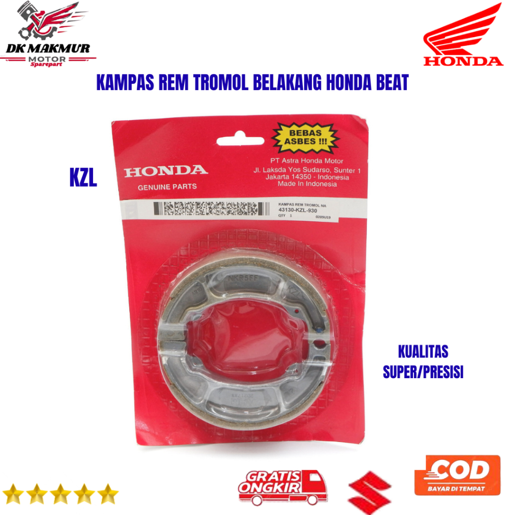 Kampas Rem Tromol Belakang Honda Beat KZL - Kampas Rem Beat Belakang Original