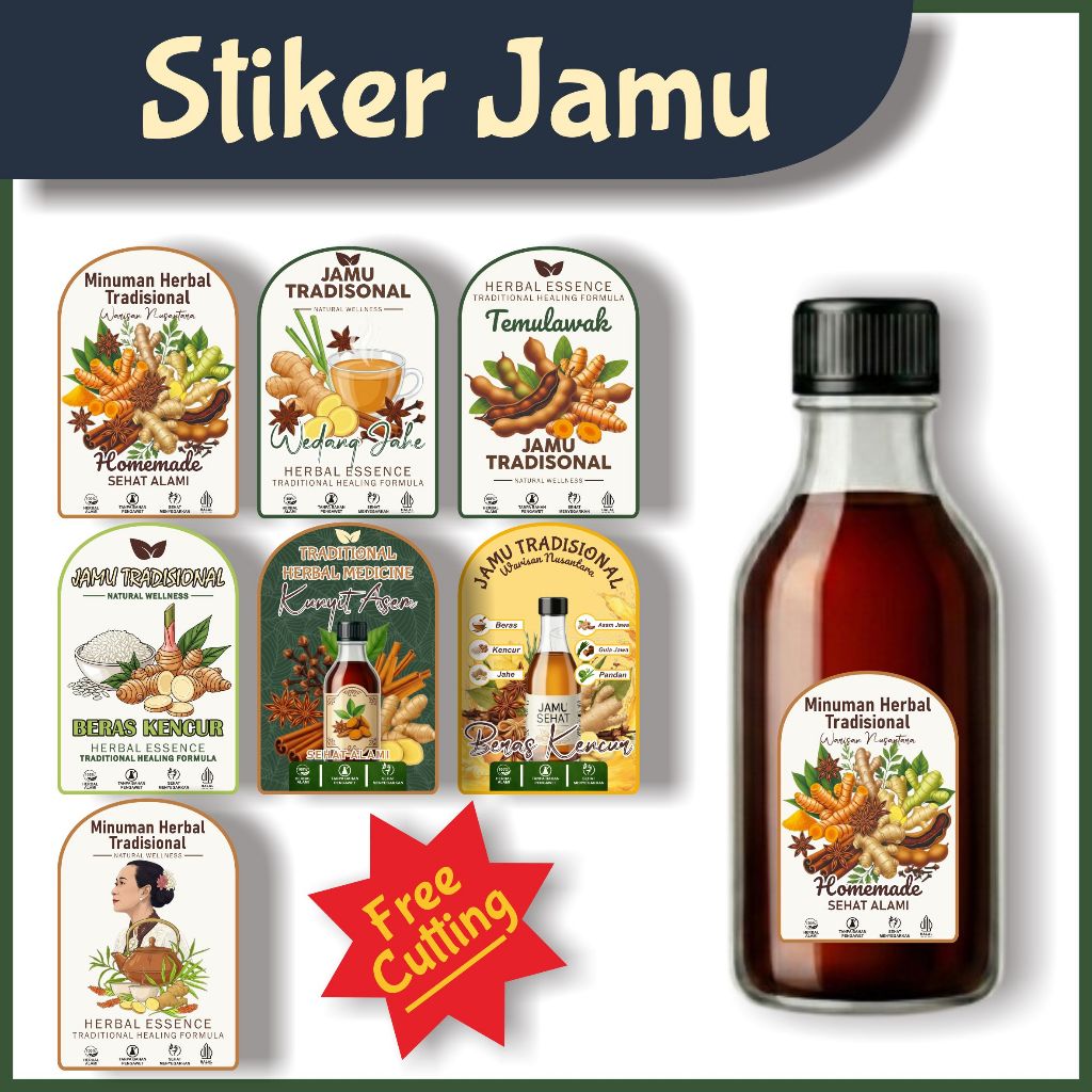 Stiker Label Kemasan | Stiker Minuman Tradisional Jamu | Stiker Jamu