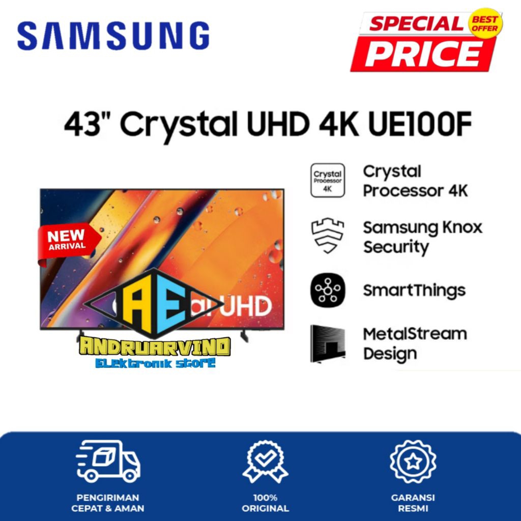 SAMSUNG 4K UHD TV 43 INCH UA43UE100FK CRYSTAL UHD 4K DIGITAL SMART TV