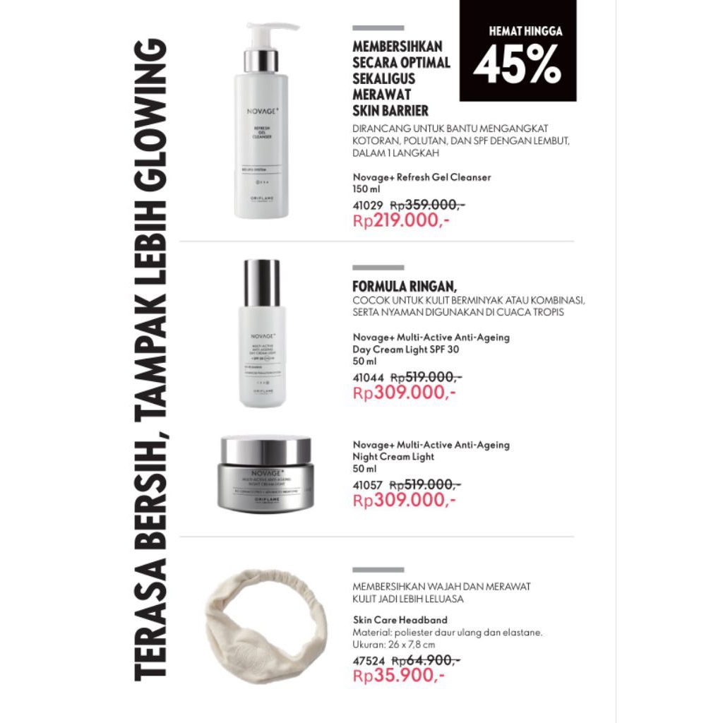 (Mei) Novage+ Refresh Gel Cleanser/Novage+ Multi-Active Anti-Ageing Day Cream Light SPF 30/Novage+ M