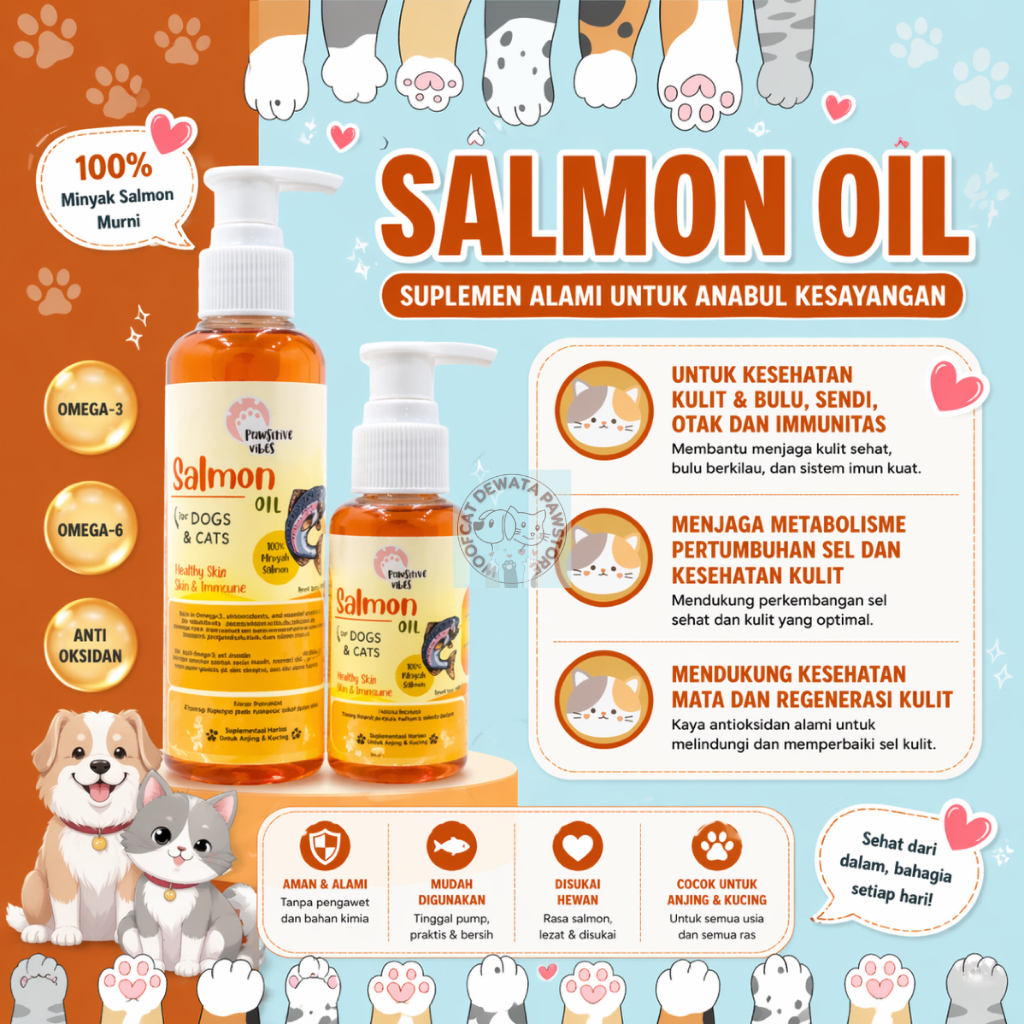 Minyak Salmon Murni 100% - Minyak Salmon Kucing Anjing - Salmon Oil Vitamin - Minyak Ikan Salmon Unt
