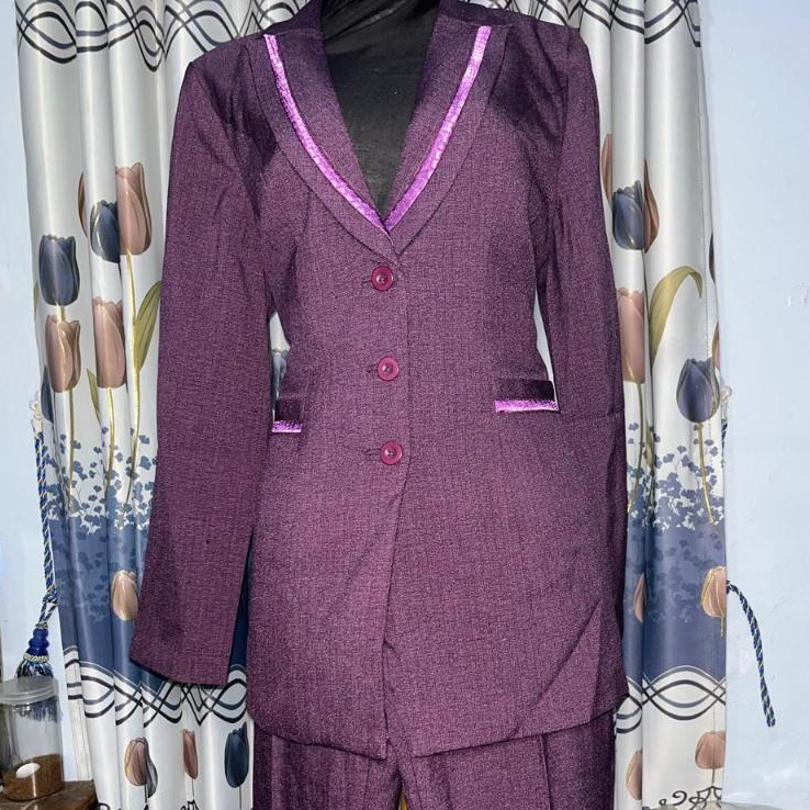 Ontay Baju Jas Pakaian Blazer UNGU Seragam Kantor Kerja Wanita Perempuan Cewek Dewasa Murah PNS ASN 