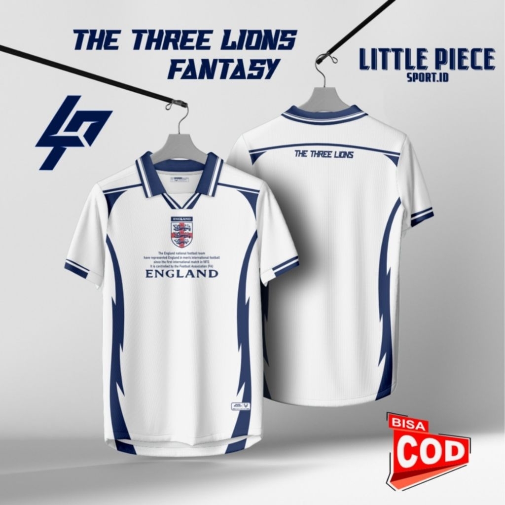 Jersey England Fantasy Retro Classic - Kaos Bola England Vintage Custom Desain Unik BY LITTLE PIECE 
