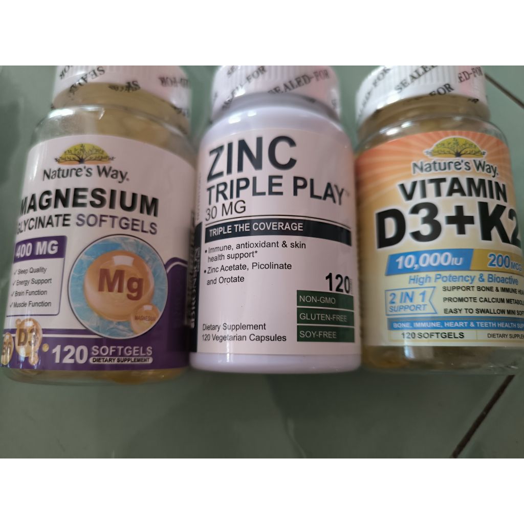 ,vitamin d3+k2 , magnesium nature's way dan zinc bronson
