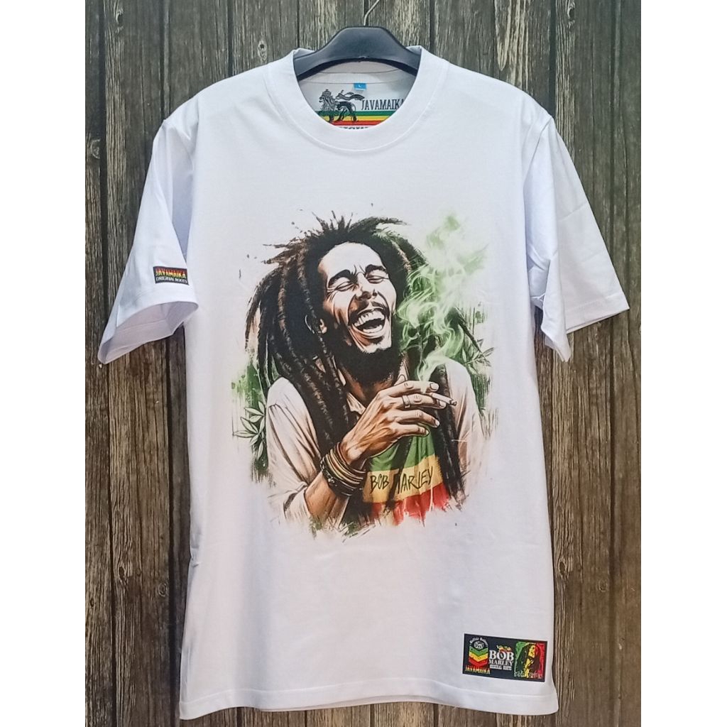 Kaos Rasta Kaos Bob Marley Original Roots Rebel Store Putih