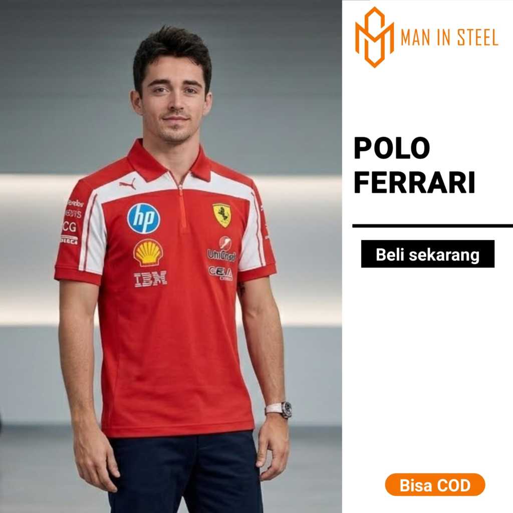 Kaos Polo F1 Shirt Ferrari Lengan Pendek Pria Premium