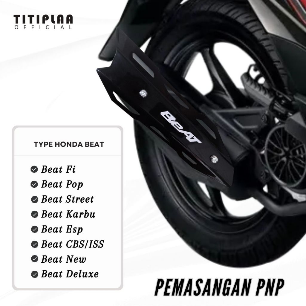 Cover Tameng Tutup Knalpot Beat Silver | Tutup Knalpot Honda Beat All Type Beat Universal | Beat Kar