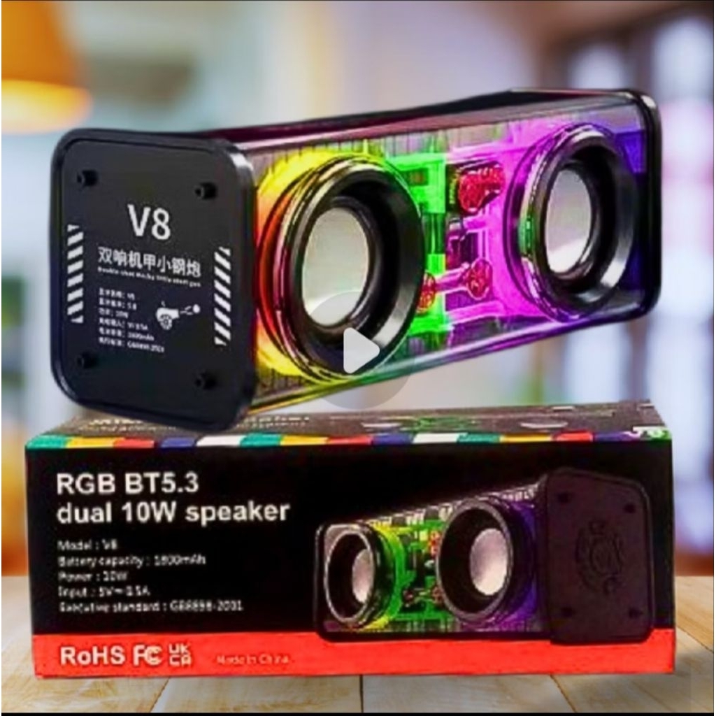 Speaker Bluetooth RGB BT5.3 Dual Speaker Armour V8