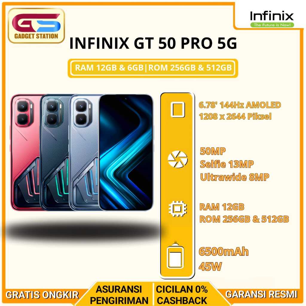 Infinix Gt 50 Pro Nfc Ram [12/256GB] [12/512GB] Garansi Resmi Indonesia
