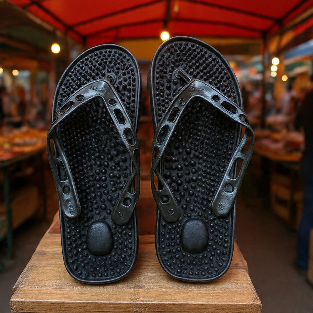 SANDAL  REMATIK SKYWAY JAPIT REMATIK DURI BESAR / DURI KECIL KESEHATAN PIJAT REMATIK WARNA HITAM UNT