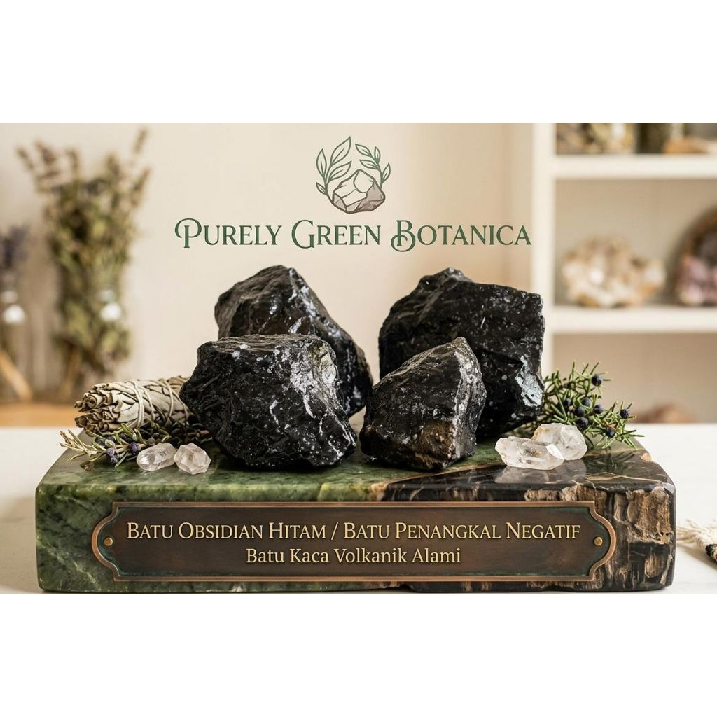 Batu Obsidian Hitam/Batu Kaca/Batu Penangkal Negatif
