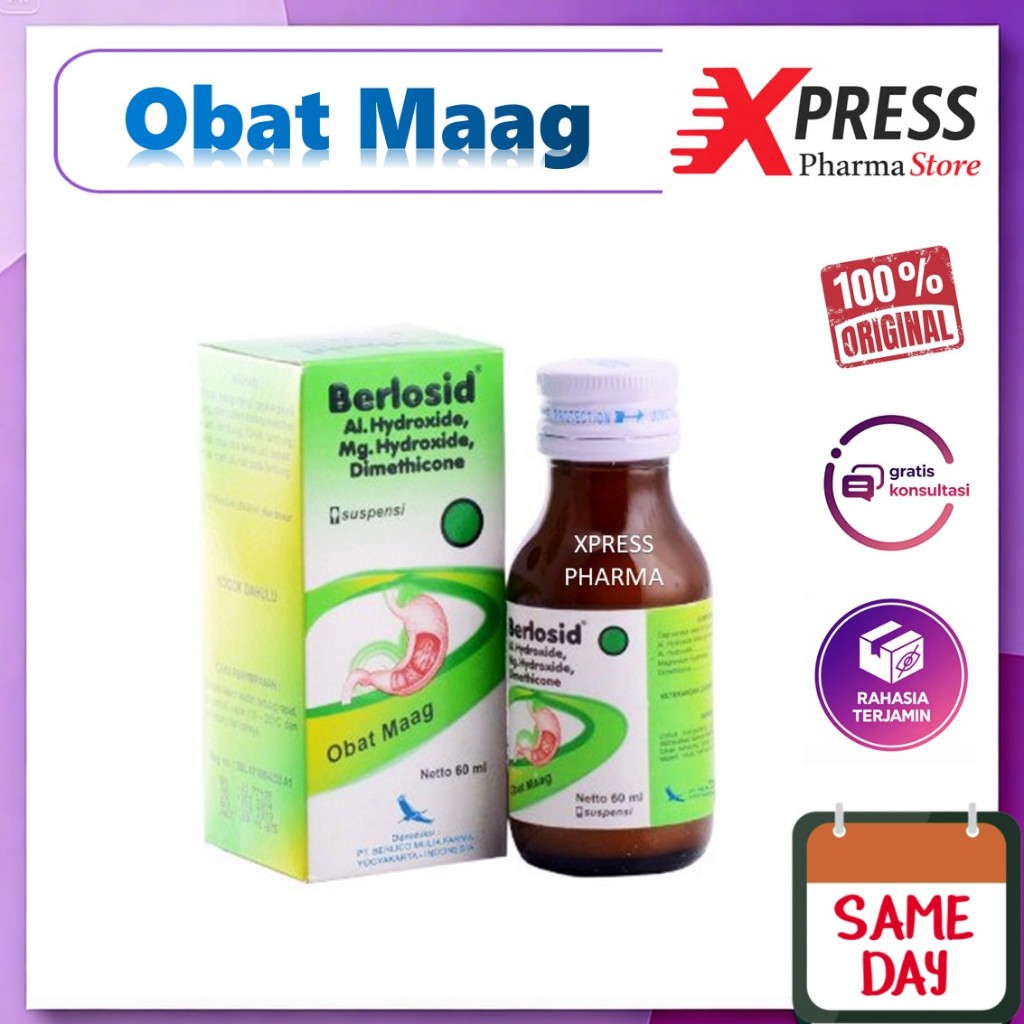 XPRESS   Berlosid SYRUP obat Maag Mag Sakit Lambung / Kembung Antasida Berlosit Sirup Cair Botol 60 