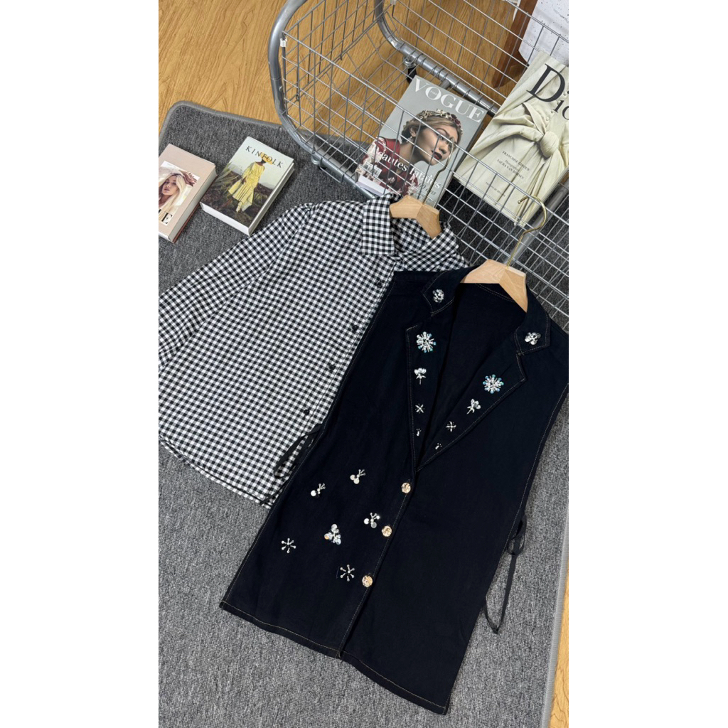 B5563 Kemeja Kotak + Vest