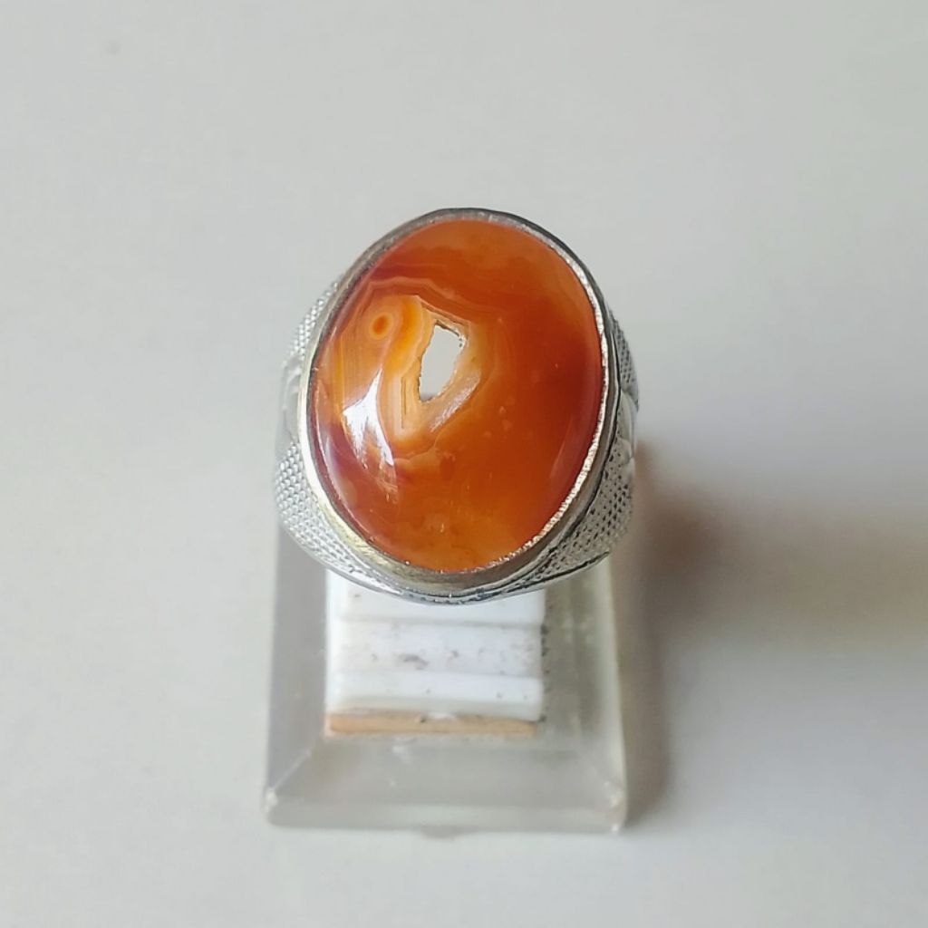 Cincin Batu Akik Natural Sulaeman Madu Combong