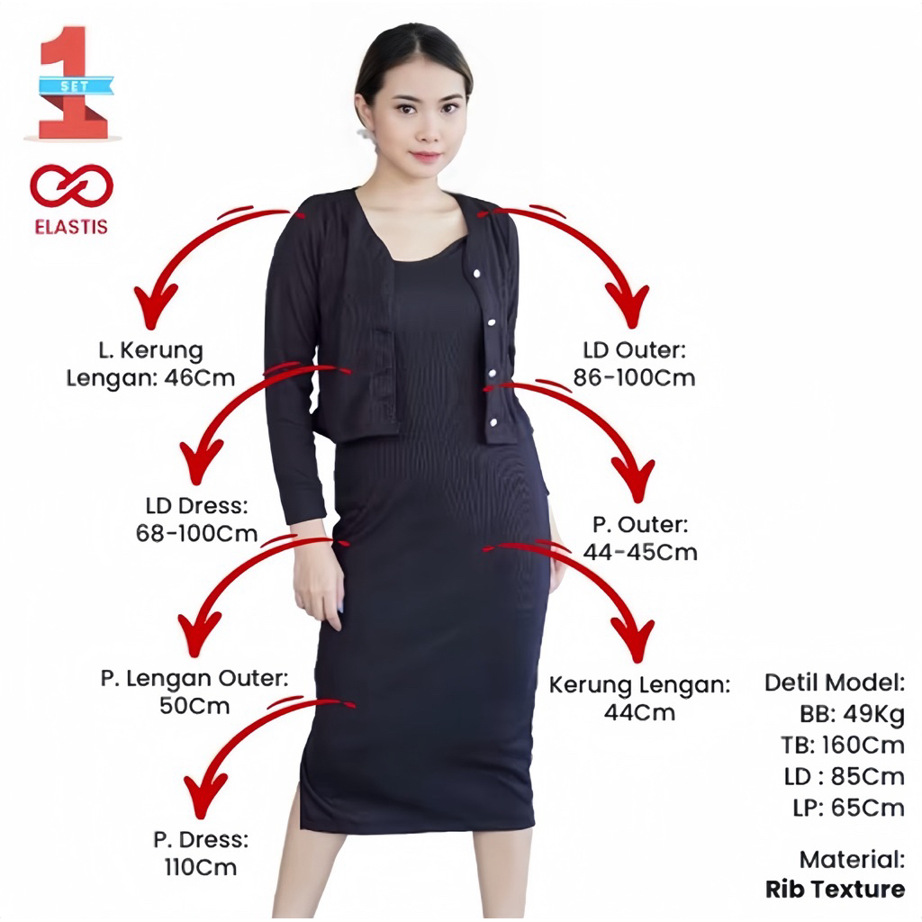CARDIGAN SET DRESS KNIT WANITA