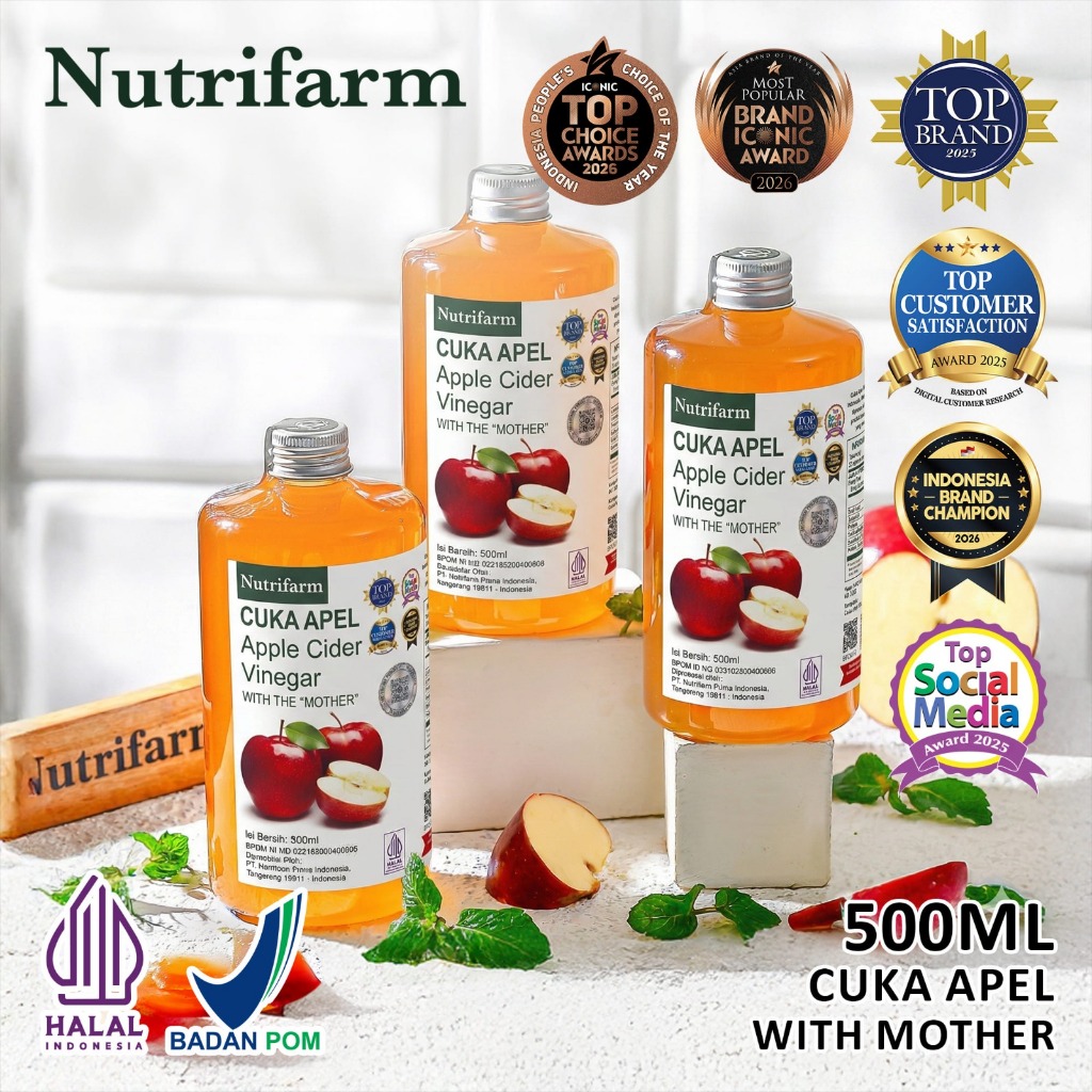 Nutrifarm Cuka Apel 500ml Bundle 3 Pcs With Mother