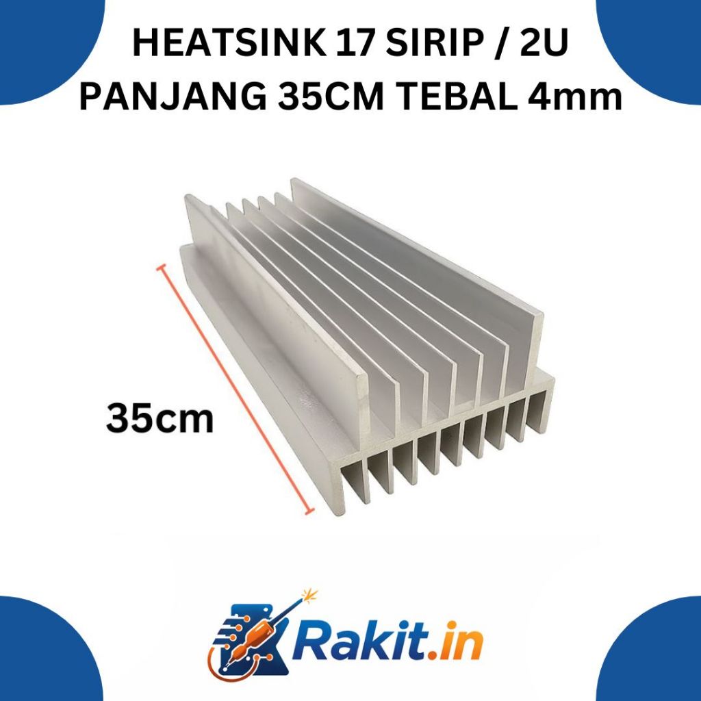 Heatsink Aluminium 17 Sirip 35 cm – Pendingin Power Amplifier Transistor Final Tebal Kokoh