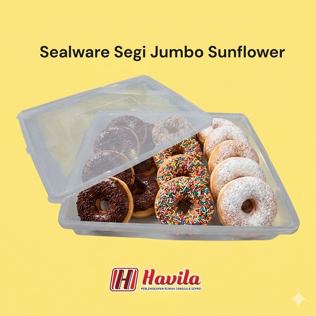 Sealware Segi Jumbo Sunflower Tempat Makanan Kotak Donat