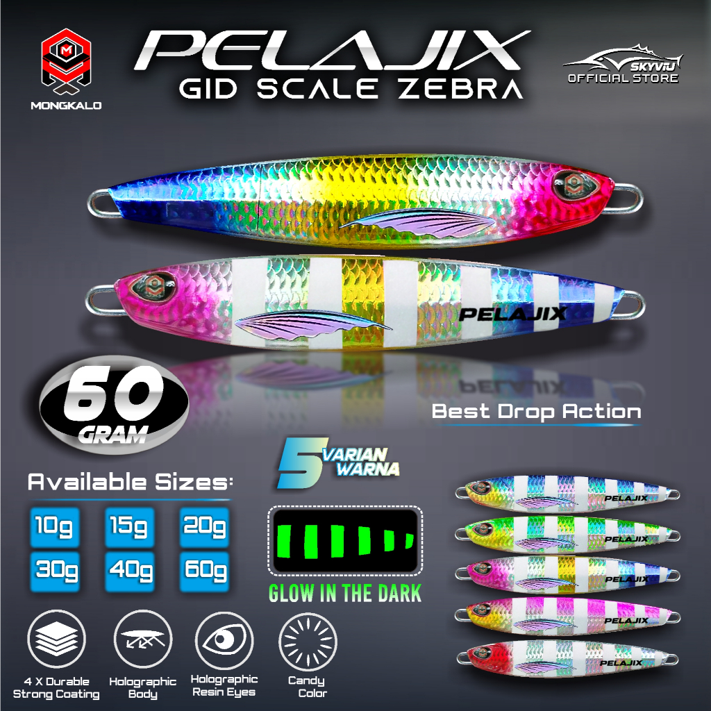 Metal Jig 60 Gram 60Gram MONGKALO PELAJIX Hologram Sisik 60g GID ZEBRA Sisik Mikro Jig 60gr Umpan Ji