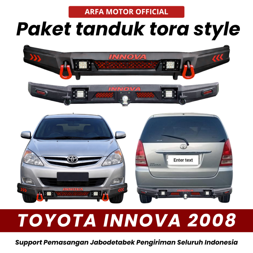 PAKET TANDUK DEPAN TOWING BELAKANG INNOVA 2008 CUSTOM TORA PENGAMAN PELINDUNG BEMPER ANTI KARAT