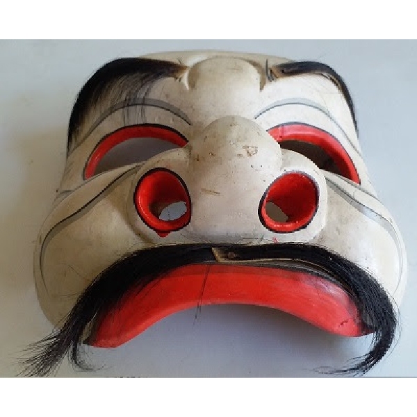 Antik seni pahatan topeng kayu primitif antik folks art figur wajah jawa