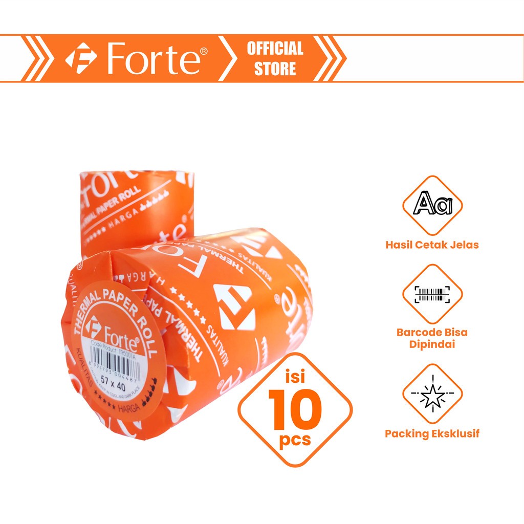 KERTAS THERMAL 57X40 FORTE / Kertas Struk Kasir Thermal FORTE 57x40